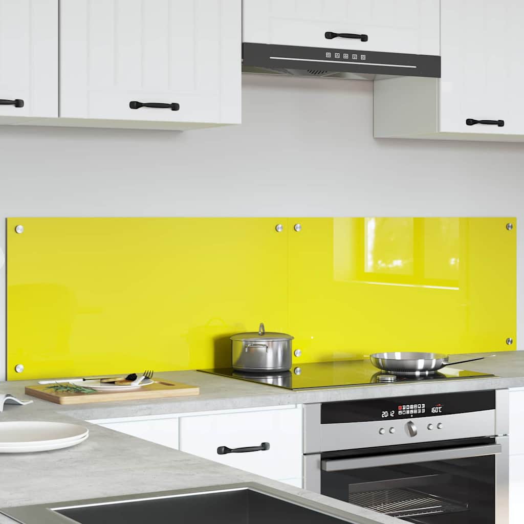 Kitchen Backsplash 2 pcs Yellow 80 x 40 cm Tempered Glass